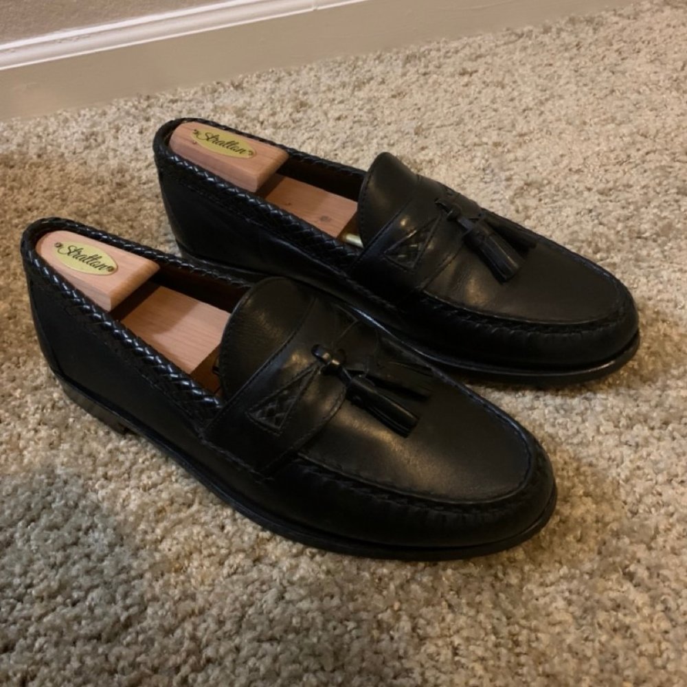 Allen Edmonds Maxfield Tassel Penny Loafers Handsewn Calfskin Black Size 10